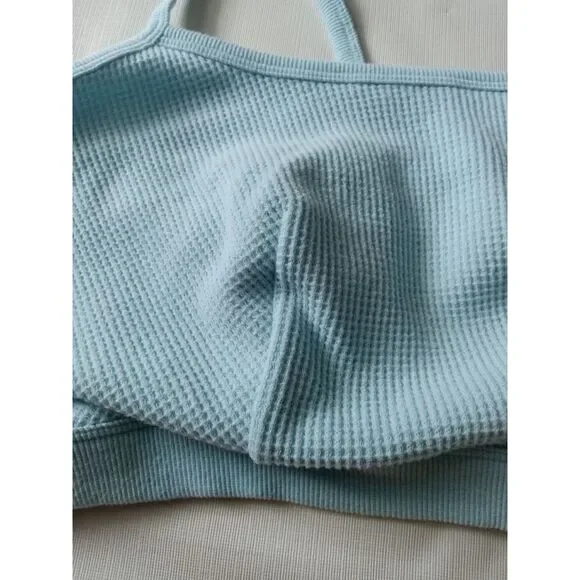 Auden Light Blue Waffle Knit Unlined Plus Size Bralette Women's 3X 46DD 48DD - Picture 6 of 10